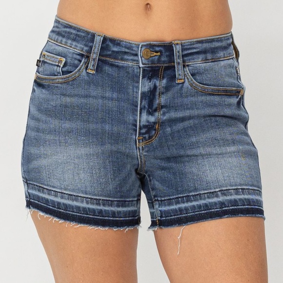 Judy Blue High Rise Slim Denim Shorts with Star Splatter